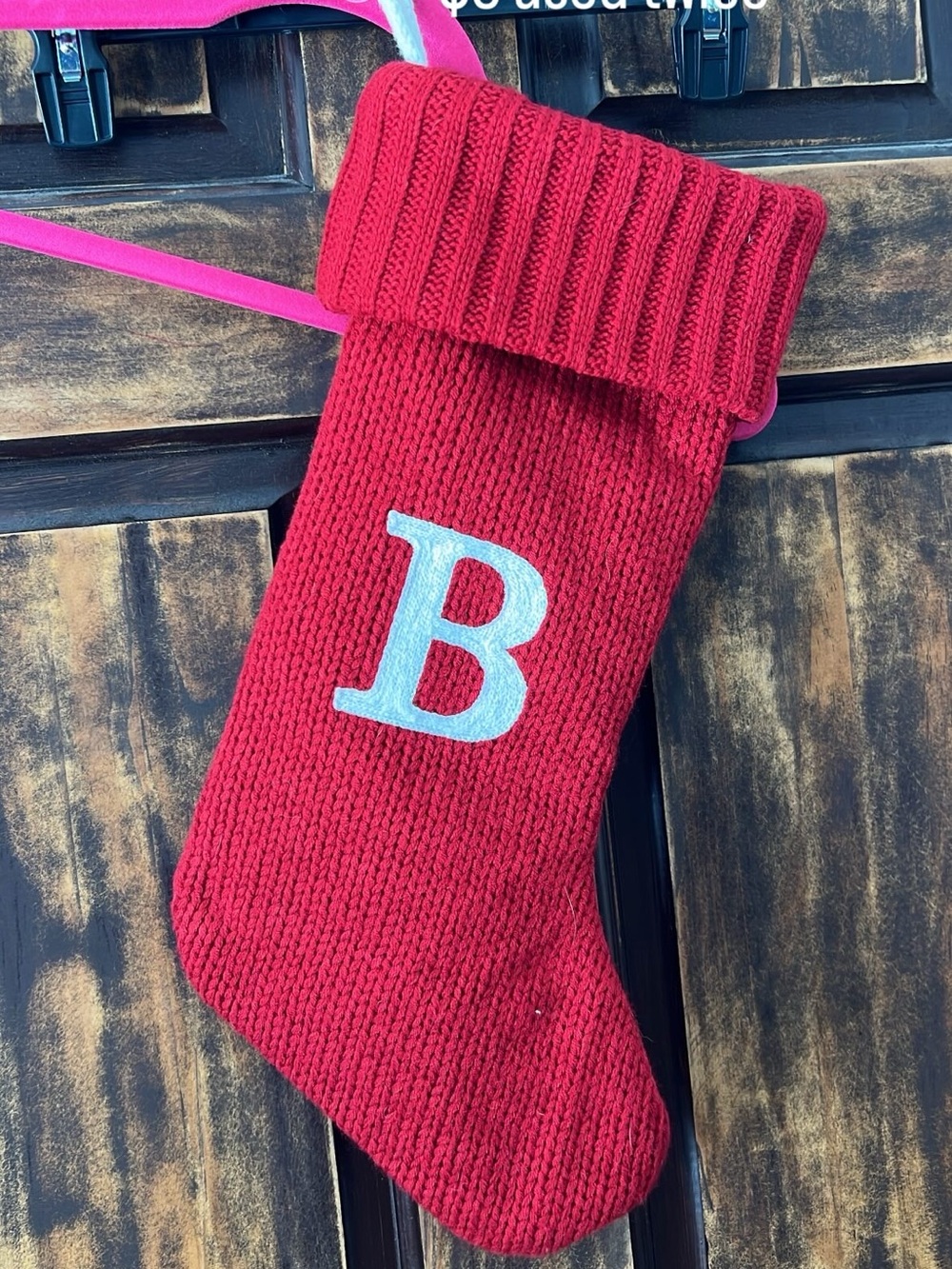 Personalized Red Knit Stocking with Initial B